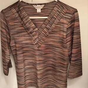 Vintage Christopher & Banks Brown Striped Women's Blouse